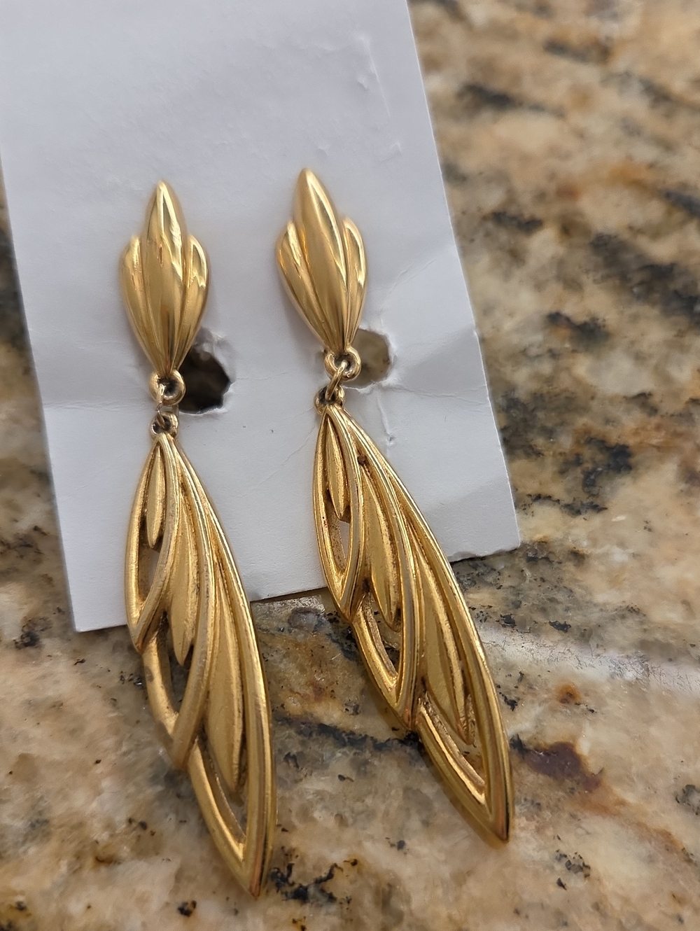 Vintage Trifari Gold-Tone Leaf Drop Earrings - Elegant Women Jewelry